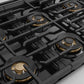 ZLINE Autograph 48 in. 6.7 cu. ft. Marino Gas Range with 8 Burner DuoPro™ Cooktop and Dual Ovens with White Matte Doors and Champagne Bronze Accents, PMGRZ-WM-48-CB - Grates Detail
