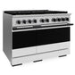 ZLINE Autograph 48 in. 6.7 cu. ft. Marino Gas Range with 8 Burner DuoPro™ Cooktop and Dual Ovens with White Matte Doors and Matte Black Accents, PMGRZ-WM-48-MB - Side View