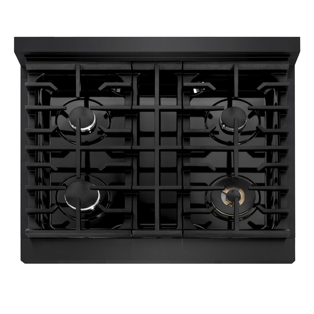 ZLINE Marino 30-Inch 4.2 cu. ft. Dual Fuel Range, 4 Burners, Convection Oven, Black Stainless Steel, MDRB-30