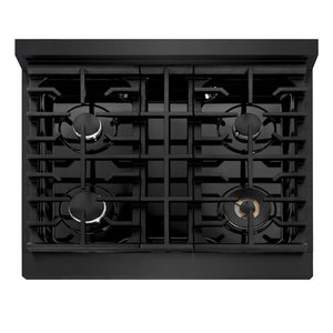 ZLINE Marino 30-Inch 4.2 cu. ft. Dual Fuel Range, 4 Burners, Convection Oven, Black Stainless Steel, MDRB-30