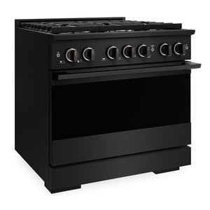 ZLINE Marino 36-Inch 5.2 cu. ft. Dual Fuel Range, 6 Burners, Convection Oven, Black Stainless Steel, MDRB-36