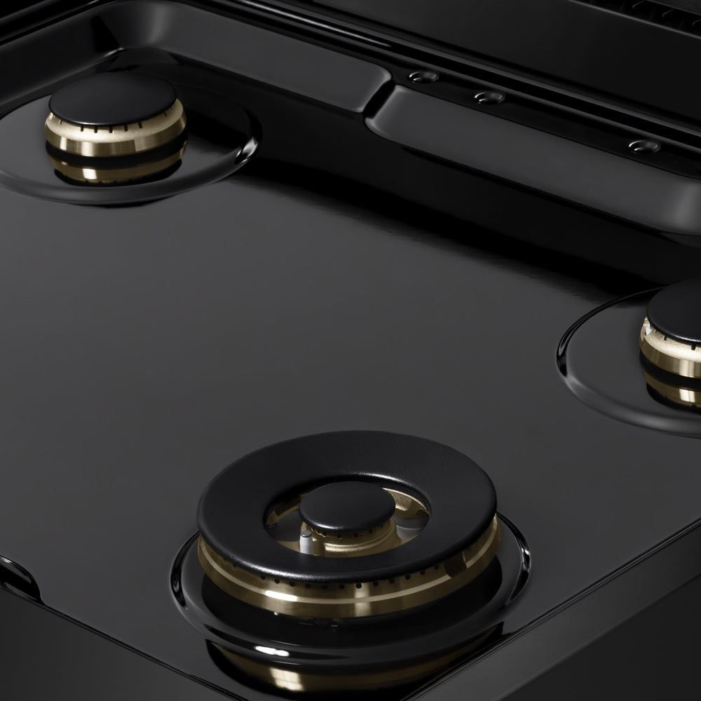 ZLINE Marino 30-Inch 4.2 cu. ft. Dual Fuel Range, 4 Brass Burners, Convection Oven, Black Stainless Steel, MDRB-BR-30