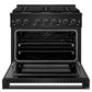 ZLINE Marino 36-Inch 5.2 cu. ft. Dual Fuel Range, 6 Brass Burners, Convection Oven, Black Stainless Steel, MDRB-BR-36