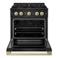 ZLINE Marino Autograph Edition 30-Inch 4.2 cu. ft. Dual Fuel Range, 4 Brass Burners, Convection Oven, Black Stainless Steel with Champagne Bronze Accents, MDRBZ-30-CB
