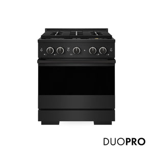 ZLINE Marino 30-Inch 4.2 cu. ft. Dual Fuel Range, 4 Brass Burner DuoPro™ Cooktop, Convection Oven, Black Stainless Steel, PMDRB-30