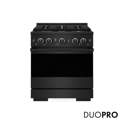 ZLINE Marino 30-Inch 4.2 cu. ft. Dual Fuel Range, 4 Brass Burner DuoPro™ Cooktop, Convection Oven, Black Stainless Steel, PMDRB-30