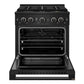 ZLINE Marino 30-Inch 4.2 cu. ft. Dual Fuel Range, 4 Brass Burner DuoPro™ Cooktop, Convection Oven, Black Stainless Steel, PMDRB-30