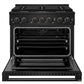ZLINE Marino 36-Inch 5.2 cu. ft. Gas Range, 6 Burners, Convection Oven, Black Stainless Steel, MGRB-36