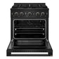 ZLINE Marino 30-Inch 4.2 cu. ft. Gas Range, 4 Brass Burners, Convection Oven, Black Stainless Steel, MGRB-BR-30