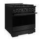 ZLINE Marino 30-Inch 4.2 cu. ft. Gas Range, 4 Brass Burners, Convection Oven, Black Stainless Steel, MGRB-BR-30