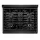 ZLINE Marino 30-Inch 4.2 cu. ft. Gas Range, 4 Brass Burners, Convection Oven, Black Stainless Steel, MGRB-BR-30
