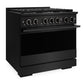 ZLINE Marino 36-Inch 5.2 cu. ft. Gas Range, 6 Brass Burners, Convection Oven, Black Stainless Steel, MGRB-BR-36