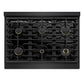 ZLINE Marino 36-Inch 5.2 cu. ft. Gas Range, 6 Brass Burners, Convection Oven, Black Stainless Steel, MGRB-BR-36