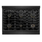 ZLINE Marino 36-Inch 5.2 cu. ft. Gas Range, 6 Brass Burners, Convection Oven, Black Stainless Steel, MGRB-BR-36