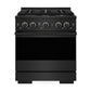 ZLINE Marino 30-Inch 4.2 cu. ft. Gas Range, 4 Brass Burner DuoPro™ Cooktop, Convection Oven, Black Stainless Steel, PMGRB-30