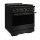 ZLINE Marino 30-Inch 4.2 cu. ft. Gas Range, 4 Brass Burner DuoPro™ Cooktop, Convection Oven, Black Stainless Steel, PMGRB-30