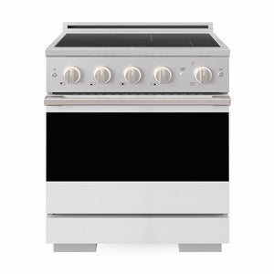 ZLINE 30 in. 4.2 cu. ft. Marino Induction Range with 4 Element Cooktop and Electric Convection Oven in Stainless Steel with White Matte Door, MINR-WM-30