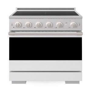 ZLINE 36 in. 5.2 cu. ft. Marino Induction Range with 5 Element Cooktop and Electric Convection Oven in Stainless Steel with White Matte Door, MINR-WM-36