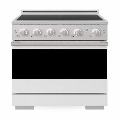 ZLINE 36 in. 5.2 cu. ft. Marino Induction Range with 5 Element Cooktop and Electric Convection Oven in Stainless Steel with White Matte Door, MINR-WM-36