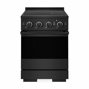 ZLINE 24 in. 3.2 cu. ft. Marino Induction Range with 3 Element Cooktop and Electric Convection Oven in Black Stainless Steel, MINRB-24