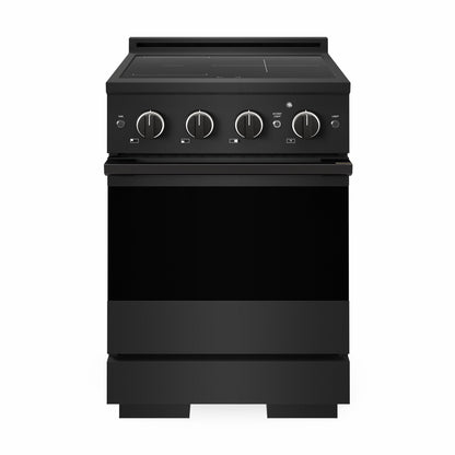 ZLINE 24 in. 3.2 cu. ft. Marino Induction Range with 3 Element Cooktop and Electric Convection Oven in Black Stainless Steel, MINRB-24
