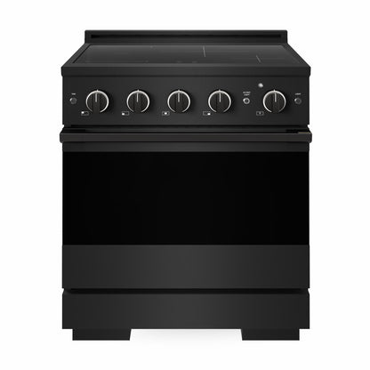 ZLINE 30 in. 4.2 cu. ft. Marino Induction Range with 4 Element Cooktop and Electric Convection Oven in Black Stainless Steel, MINRB-30