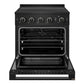 ZLINE 30 in. 4.2 cu. ft. Marino Induction Range with 4 Element Cooktop and Electric Convection Oven in Black Stainless Steel, MINRB-30