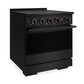 ZLINE 30 in. 4.2 cu. ft. Marino Induction Range with 4 Element Cooktop and Electric Convection Oven in Black Stainless Steel, MINRB-30