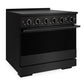 ZLINE 36 in. 5.2 cu. ft. Marino Induction Range with 5 Element Cooktop and Electric Convection Oven in Black Stainless Steel, MINRB-36
