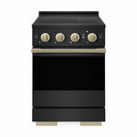 ZLINE Autograph 24 in. 3.2 cu. ft. Marino Induction Range with 3 Element Cooktop and Electric Convection Oven in Black Stainless Steel with Champagne Bronze Accents, MINRBZ-24-CB - Front Hero View