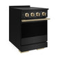 ZLINE Autograph 24 in. 3.2 cu. ft. Marino Induction Range with 3 Element Cooktop and Electric Convection Oven in Black Stainless Steel with Champagne Bronze Accents, MINRBZ-24-CB - Side View