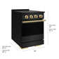 ZLINE Autograph Edition 24 in. 3.2 cu. ft. Marino Induction Range with 3 Element Cooktop and Electric Convection Oven in Black Stainless Steel with Polished Gold Accents, MINRBZ-24-G