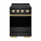ZLINE Autograph Edition 24 in. 3.2 cu. ft. Marino Induction Range with 3 Element Cooktop and Electric Convection Oven in Black Stainless Steel with Polished Gold Accents, MINRBZ-24-G