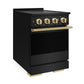 ZLINE Autograph Edition 24 in. 3.2 cu. ft. Marino Induction Range with 3 Element Cooktop and Electric Convection Oven in Black Stainless Steel with Polished Gold Accents, MINRBZ-24-G