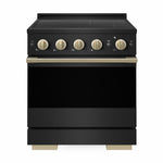 ZLINE Autograph 30 in. 4.2 cu. ft. Marino Induction Range with 4 Element Cooktop and Electric Convection Oven in Black Stainless Steel with Champagne Bronze Accents, MINRBZ-30-CB - Front Hero View