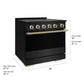 ZLINE Autograph 36 in. 5.2 cu. ft. Marino Induction Range with 5 Element Cooktop and Electric Convection Oven in Black Stainless Steel with Champagne Bronze Accents, MINRBZ-36-CB - Dimensions Diagram