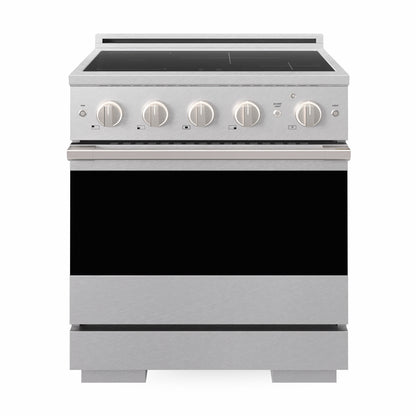 ZLINE 30 in. 4.2 cu. ft. Marino Induction Range with 4 Element Cooktop and Electric Convection Oven in Satin Stainless Steel, MINRS-30