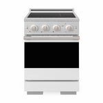 ZLINE 24 in. 3.2 cu. ft. Marino Induction Range with 3 Element Cooktop and Electric Convection Oven in Satin Stainless Steel with White Matte Door, MINRS-WM-24 - Front Hero View