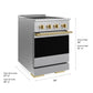 ZLINE Autograph Edition 24 in. 3.2 cu. ft. Marino Induction Range with 3 Element Cooktop and Electric Convection Oven in Satin Stainless Steel with Polished Gold Accents, MINRSZ-24-G