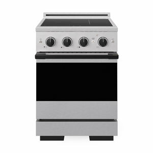 ZLINE Autograph Edition 24 in. 3.2 cu. ft. Marino Induction Range with 3 Element Cooktop and Electric Convection Oven in Satin Stainless Steel with Matte Black Accents, MINRSZ-24-MB