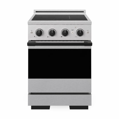 ZLINE Autograph Edition 24 in. 3.2 cu. ft. Marino Induction Range with 3 Element Cooktop and Electric Convection Oven in Satin Stainless Steel with Matte Black Accents, MINRSZ-24-MB