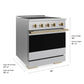 ZLINE Autograph 30 in. 4.2 cu. ft. Marino Induction Range with 4 Element Cooktop and Electric Convection Oven in Satin Stainless Steel with Champagne Bronze Accents, MINRSZ-30-CB - Dimensions Diagram
