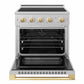 ZLINE Autograph Edition 30 in. 4.2 cu. ft. Marino Induction Range with 4 Element Cooktop and Electric Convection Oven in Satin Stainless Steel with Polished Gold Accents, MINRSZ-30-G