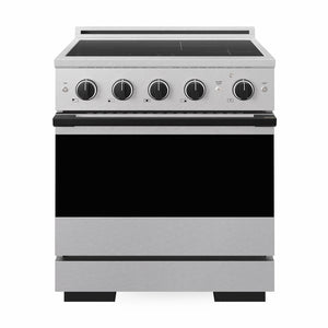 ZLINE Autograph Edition 30 in. 4.2 cu. ft. Marino Induction Range with 4 Element Cooktop and Electric Convection Oven in Satin Stainless Steel with Matte Black Accents, MINRSZ-30-MB