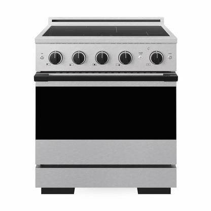 ZLINE Autograph Edition 30 in. 4.2 cu. ft. Marino Induction Range with 4 Element Cooktop and Electric Convection Oven in Satin Stainless Steel with Matte Black Accents, MINRSZ-30-MB