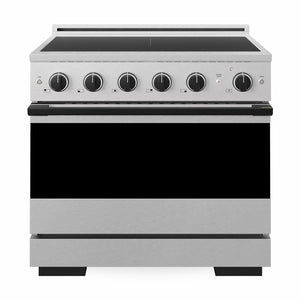 ZLINE Autograph Edition 36 in. 5.2 cu. ft. Marino Induction Range with 5 Element Cooktop and Electric Convection Oven in Satin Stainless Steel with Matte Black Accents, MINRSZ-36-MB