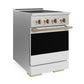 ZLINE Autograph 24 in. 3.2 cu. ft. Marino Induction Range with 3 Element Cooktop and Electric Convection Oven in Satin Stainless Steel with White Matte Door and Champagne Bronze Accents, MINRSZ-WM-24-CB - Side View