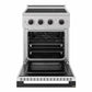 ZLINE Autograph 24 in. 3.2 cu. ft. Marino Induction Range with 3 Element Cooktop and Electric Convection Oven in Satin Stainless Steel with White Matte Door and Matte Black Accents, MINRSZ-WM-24-MB - Front View with Oven Door Open