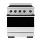 ZLINE Autograph Edition 30 in. 4.2 cu. ft. Marino Induction Range with 4 Element Cooktop and Electric Convection Oven in Satin Stainless Steel with White Matte Door and Matte Black Accents, MINRSZ-WM-30-MB
