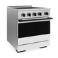 ZLINE Autograph Edition 30 in. 4.2 cu. ft. Marino Induction Range with 4 Element Cooktop and Electric Convection Oven in Satin Stainless Steel with White Matte Door and Matte Black Accents, MINRSZ-WM-30-MB